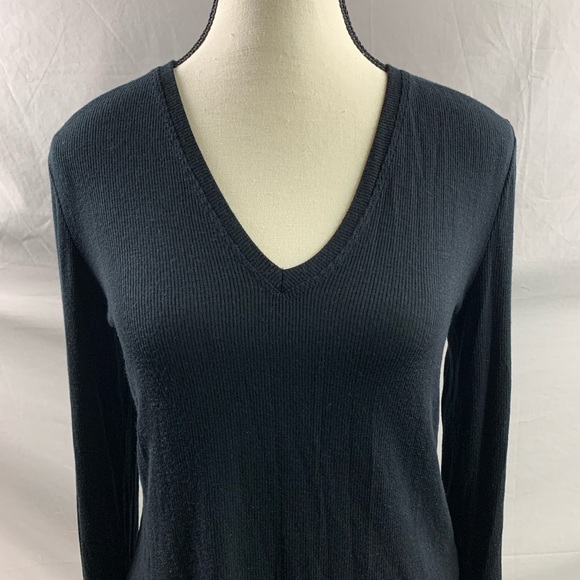 Black Ribbed Long Sleeve T-Shirt - Picture 2 of 4